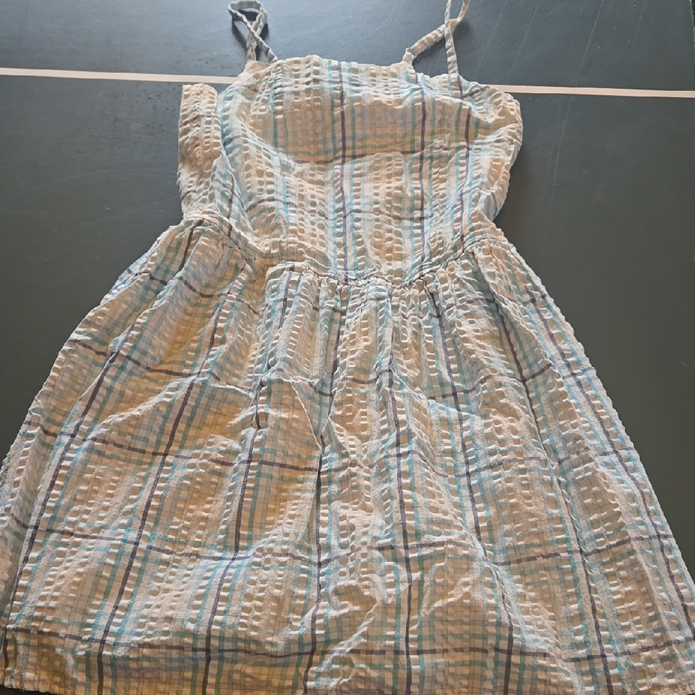 Light Blue Plaid Seersucker Sundress
